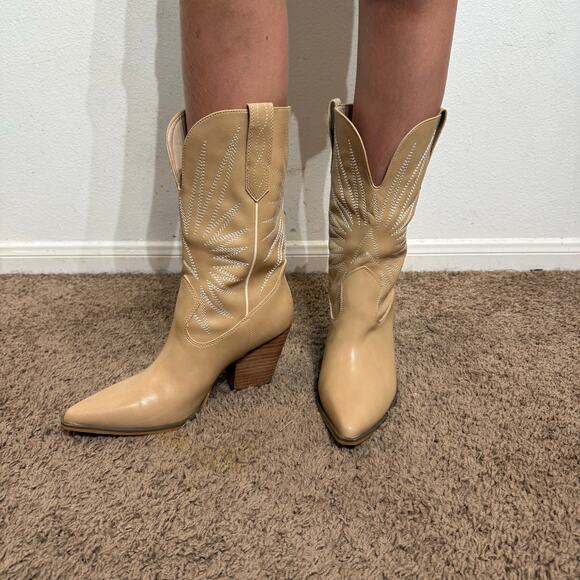 Oasis Society Almond Emersyn Starburst Embroidery Cowboy Boots Sz 10 - Picture 2 of 11